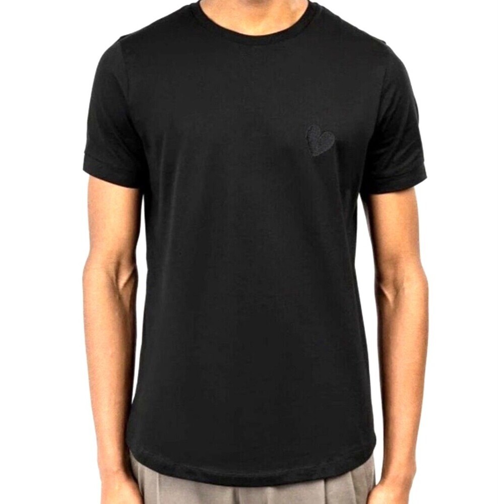 Inimigo Men's 100% Organic Cotton Heart Embroidered T-Shirt L Grunge Minimalist